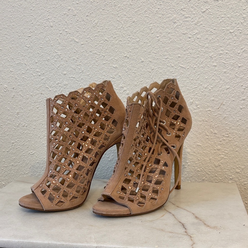 Zara Tan Cutout Heels